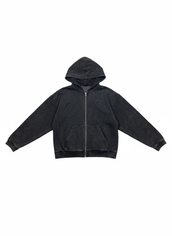 ADIDAS Zip-Up Hoodie Vintage Look Logo Black Men's M