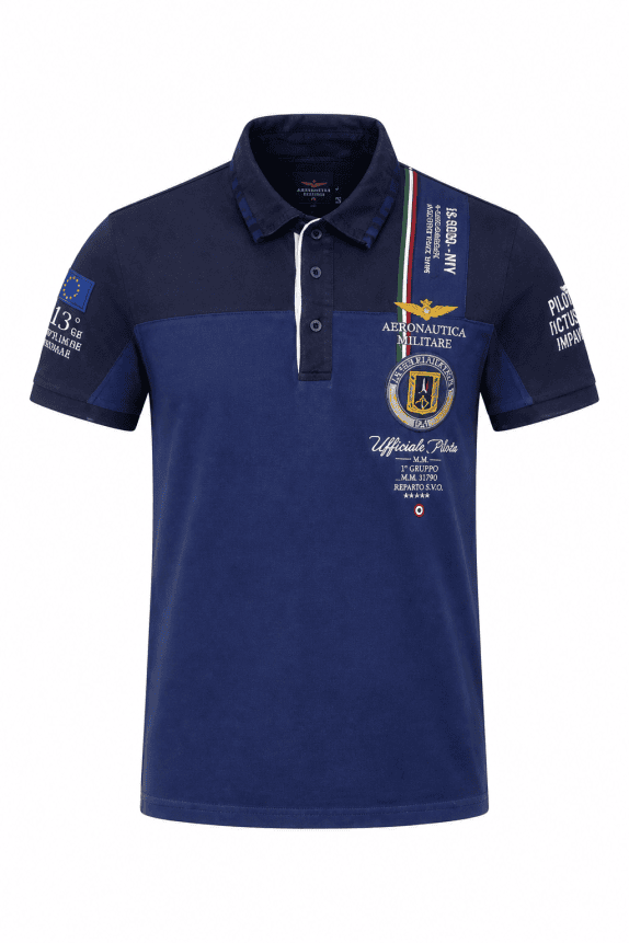 AERONAUTICA MILITARE POLO SHIRT ΓΡΑΦΙΚΟ NAVY ΑΝΤΡΙΚΟ PRE OWNED S/M