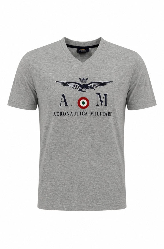 AERONAUTICA MILITARE T SHIRT GRAPHIC GREY MEN PRE OWNED M