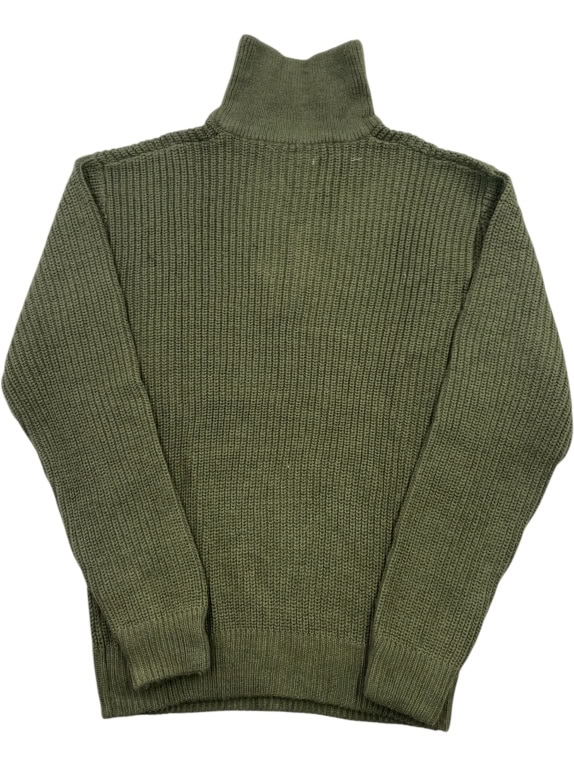Aeropostale Maglione lavorato a maglia con collo alto con zip kaki da uomo L