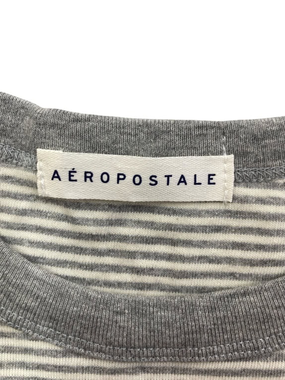 Aeropostale Ριγέ T-Shirt Γκρι-Λευκό Γυναικείο M