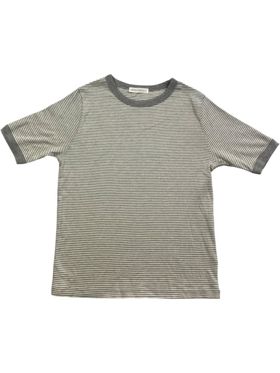 Aeropostale Ριγέ T-Shirt Γκρι-Λευκό Γυναικείο M