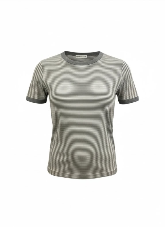 Aeropostale Ριγέ T-Shirt Γκρι-Λευκό Γυναικείο M