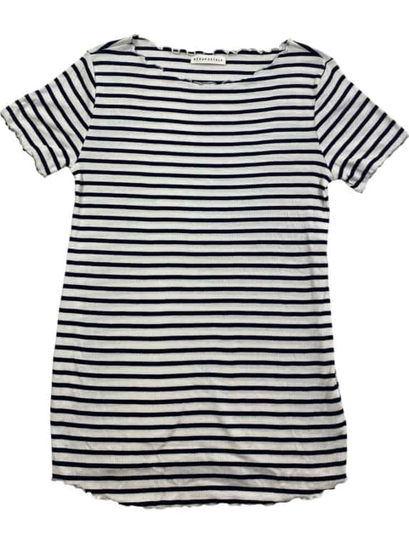 Aeropostale Ριγέ T-Shirt Λευκό-Μπλε Γυναικείο L