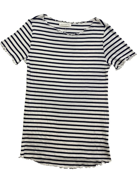 Aeropostale Striped T-Shirt Casual White-Blue Women’s M