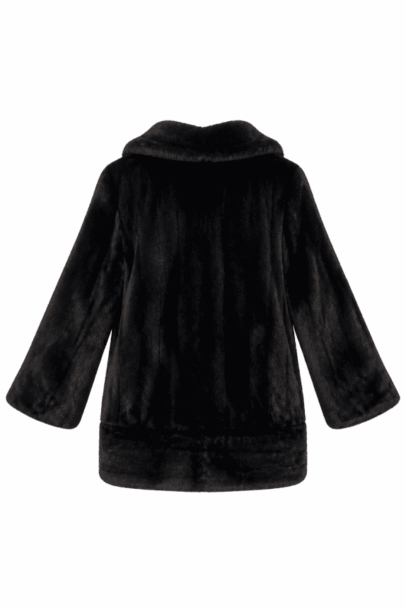 80s VINTAGE FUR COAT BLACK WOMEN PRE OWNED M/L