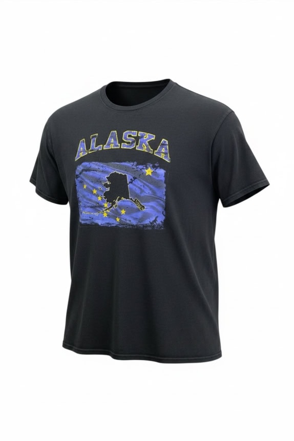 T-SHIRT ALASKA STATE BIG LOGO NERA UNISEX XL