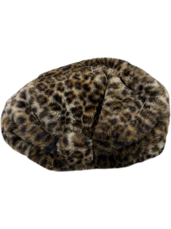 ALESSANDRA BACCI ΚΑΠΕΛΟ BERET FAUX FUR LEOPARD PRINT ΚΑΦΕ ΓΥΝΑΙΚΕΙΟ ONE SIZE