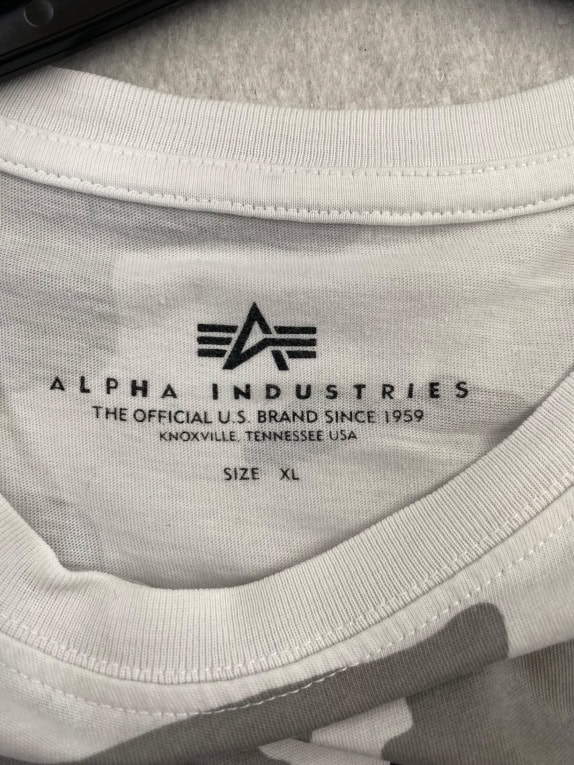 ALPHA INDUSTRIES T-SHIRT CASUAL CON LOGO GRIGIO/BIANCO CAMOUFLAGE DA UOMO XL