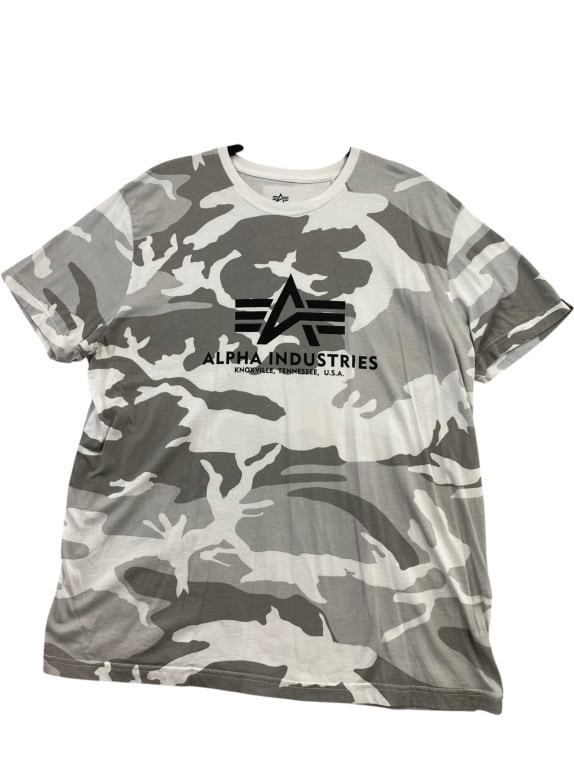 ALPHA INDUSTRIES T-SHIRT CASUAL CON LOGO GRIGIO/BIANCO CAMOUFLAGE DA UOMO XL
