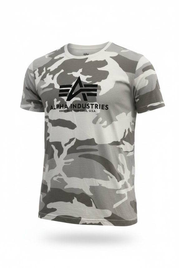 ALPHA INDUSTRIES T-SHIRT CASUAL CON LOGO GRIGIO/BIANCO CAMOUFLAGE DA UOMO XL