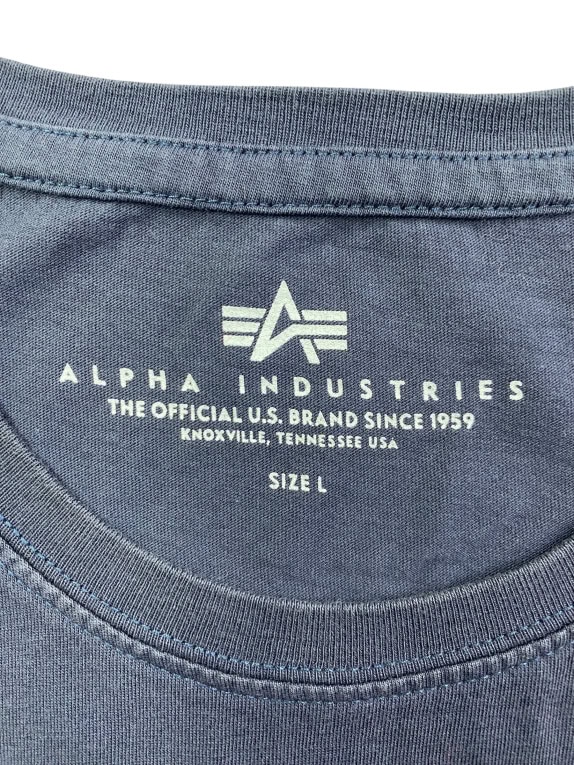 ALPHA INDUSTRIES T-SHIRT LOGO VINTAGE BLU SCURO UOMO L