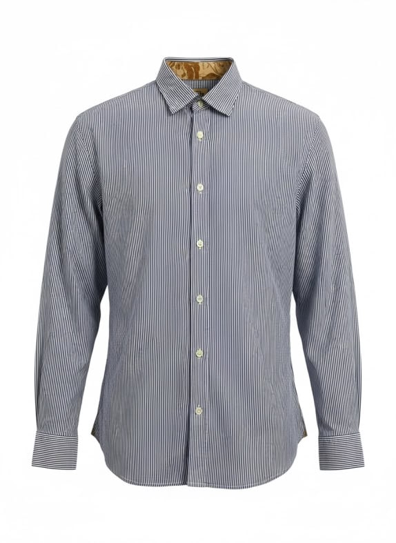 ALVIERO MARTINI 1A CLASSE SHIRT VINTAGE STYLE STRIPED BLUE/WHITE MEN'S S
