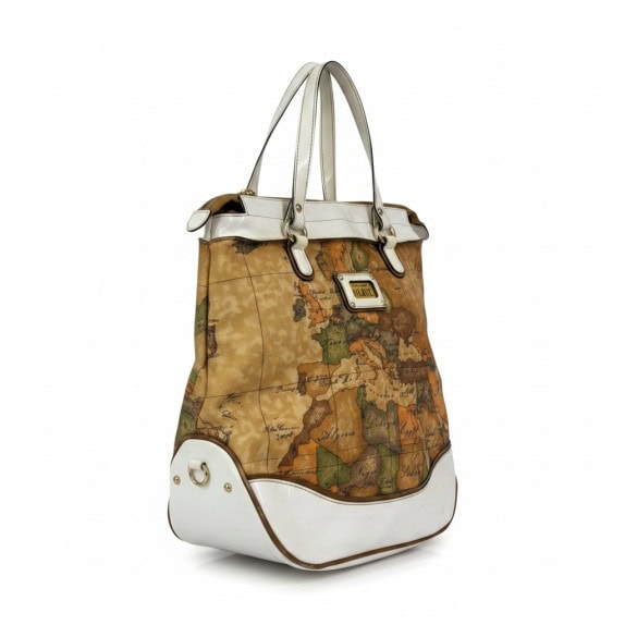 ALVIERO MARTINI 1A CLASSE TOTE BAG CLASSIC MAP PRINT BROWN WOMEN PRE OWNED