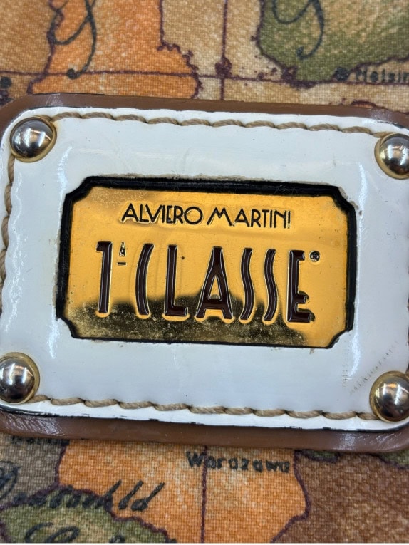 ALVIERO MARTINI 1A CLASSE TOTE BAG CLASSIC MAP PRINT BROWN WOMEN PRE OWNED