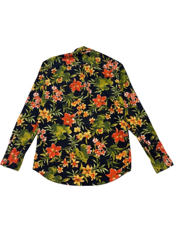 AMERICAN EAGLE SHIRT FLORAL BLACK MENS PRE OWNED M
