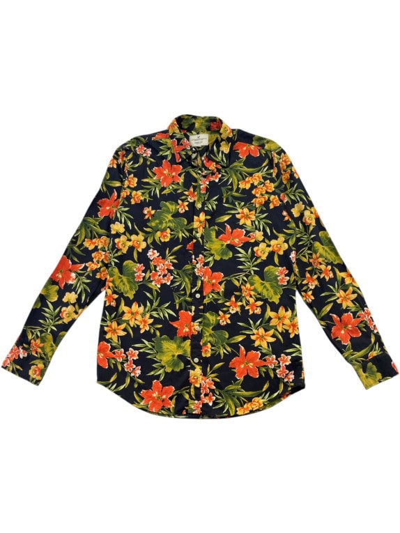 AMERICAN EAGLE SHIRT FLORAL BLACK MENS PRE OWNED M
