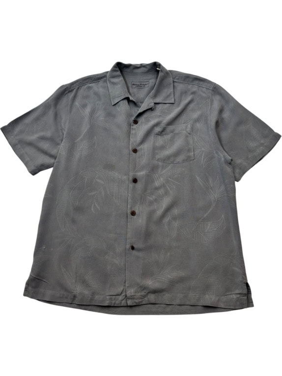 BRAINWASHED CAMICIA HAWAIIAN MINIMAL GRIGIO UOMO PRE OWNED L