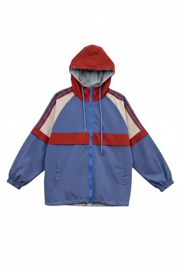 Colorblock Windbreaker Jacket Blue Red Unisex L