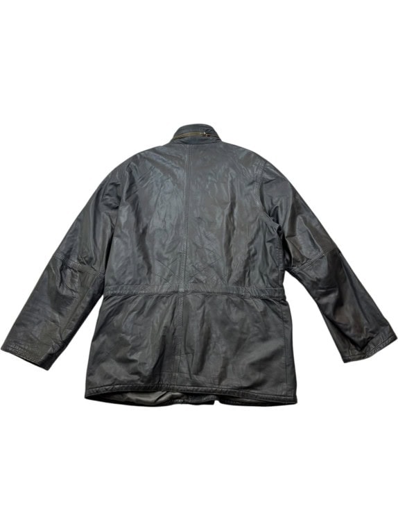 SENZA BRAND GIACCA IN PELLE CLASSIC UTILITY CHARCOAL UOMO PRE OWNED L