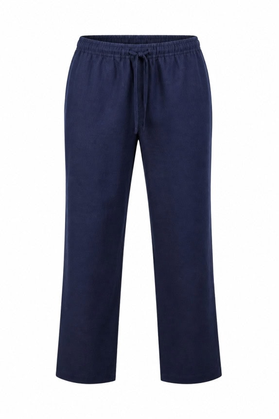 VINTAGE MARCA PANTALONI IN LINO MINIMAL BLU DONNA PRE OWNED M