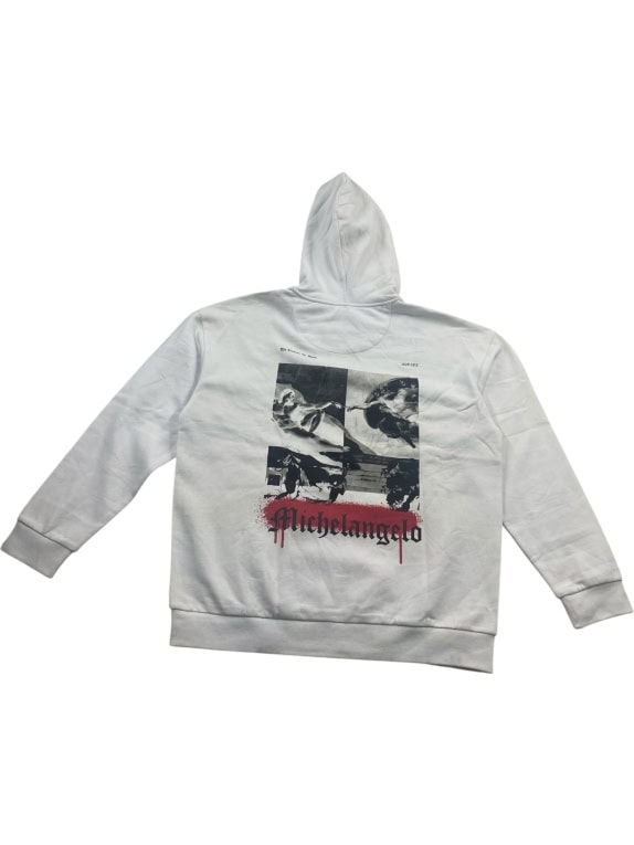 APOH LONDON Φούτερ με Κουκούλα "Michelangelo" Streetwear Print Λευκό Unisex Large