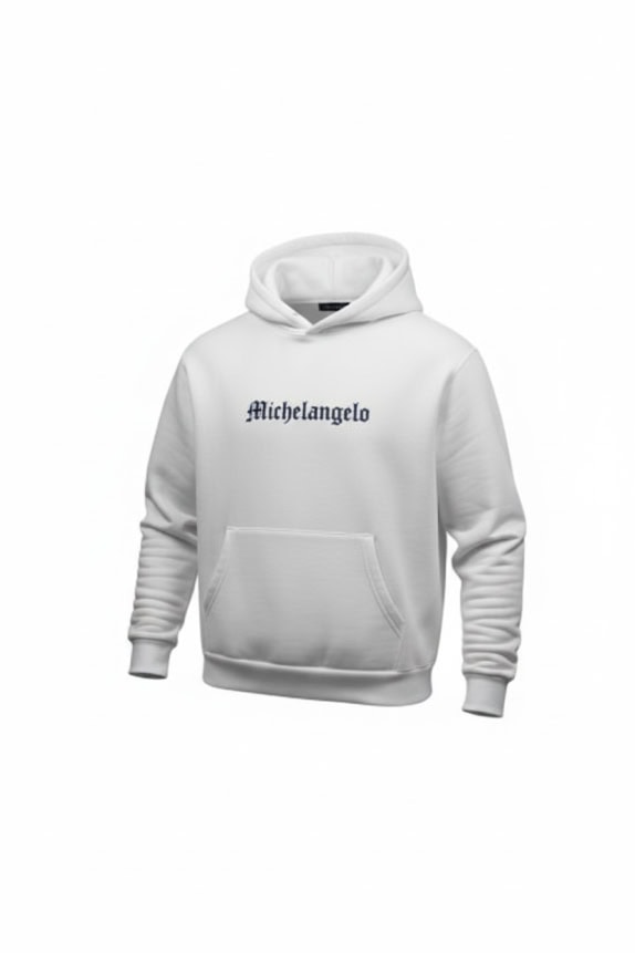 APOH LONDON Φούτερ με Κουκούλα "Michelangelo" Streetwear Print Λευκό Unisex Large