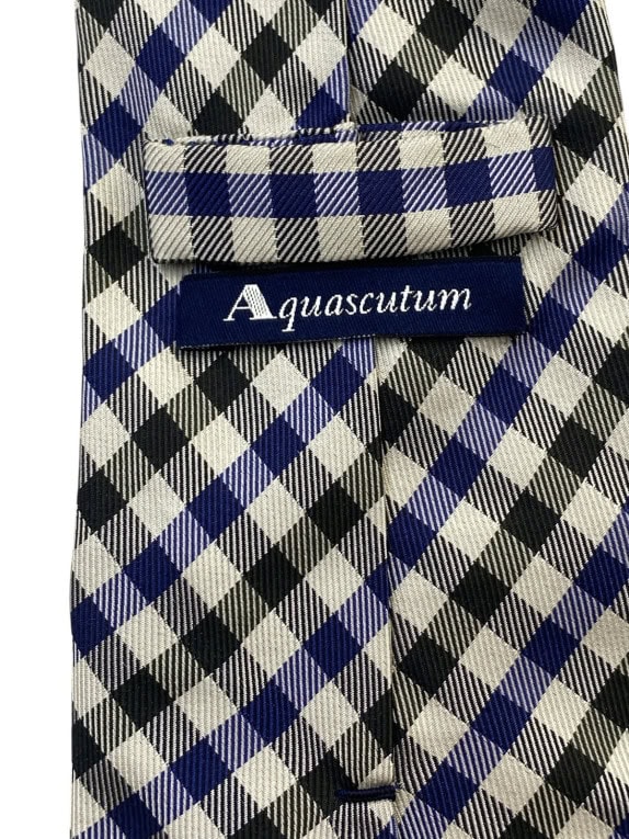 AQUASCUTUM ΓΡΑΒΑΤΑ ΚΛΑΣΙΚΗ ΚΑΡΟ ΜΠΛΕ ΜΑΥΡΗ ΚΡΕΜ ΑΝΤΡΙΚΟ PRE OWNED