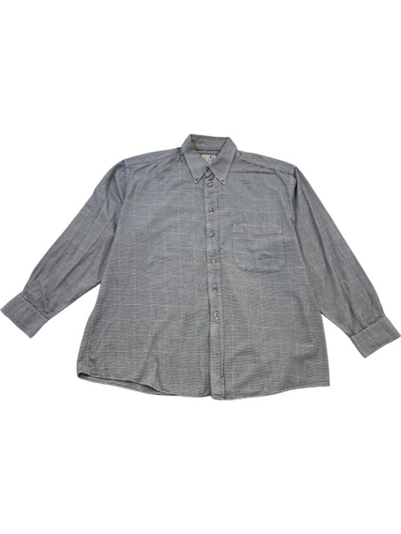 AQUASCUTUM OF LONDON ΠΟΥΚΑΜΙΣΟ CLASSIC ΚΑΡΟ ΓΚΡΙ ΑΝΤΡΙΚΟ PRE OWNED XL