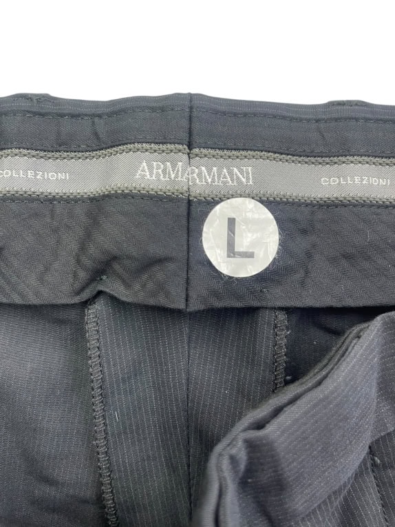 ARMANI COLLEZIONI ΠΑΝΤΕΛΟΝΙ ΥΦΑΣΜΑΤΙΝΟ CHINO ΡΙΓΕ ΜΑΥΡΟ ΑΝΔΡΙΚΟ L
