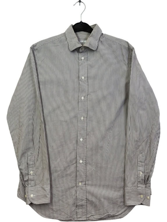 ARMANI COLLEZIONI CAMICIA CLASSICA RIGATA NERO BIANCO UOMO PRE OWNED L