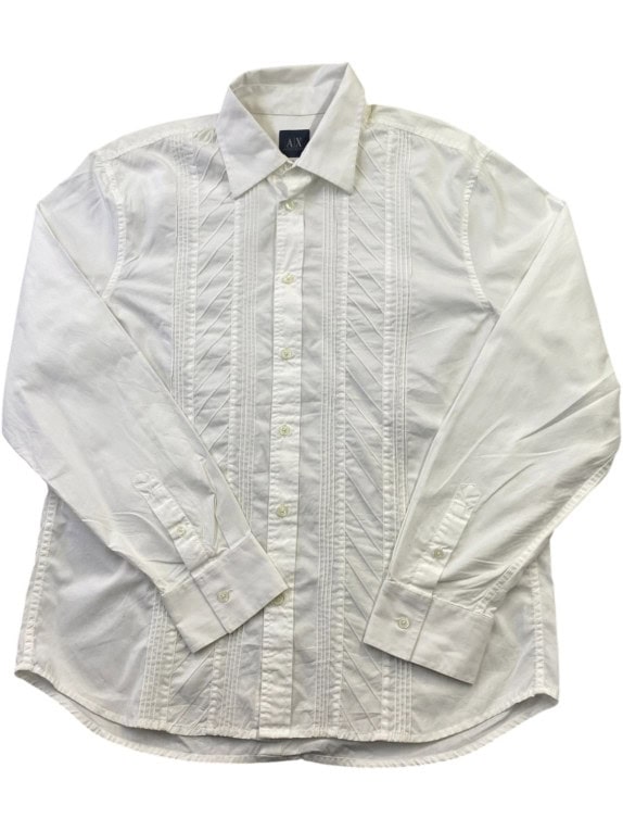 ARMANI EXCHANGE CAMICIA PLISSE BIANCA UOMO PRE OWNED L