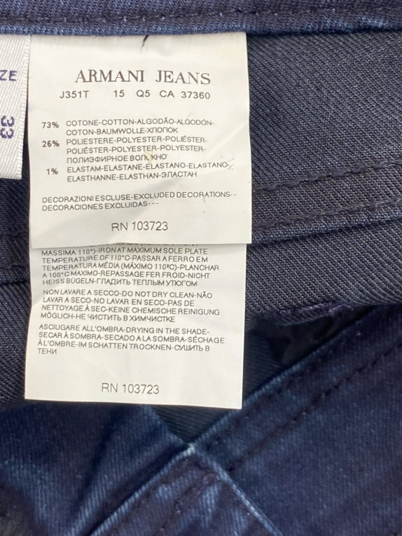 ARMANI JEANS JEANS MINIMAL NAVY MENS PRE OWNED L