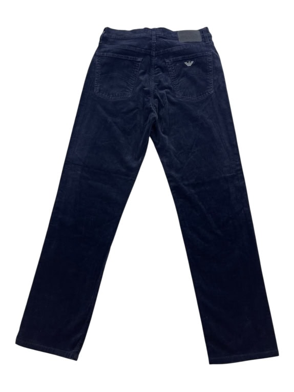Armani Jeans Pantaloni in velluto a coste con logo vintage blu da donna S
