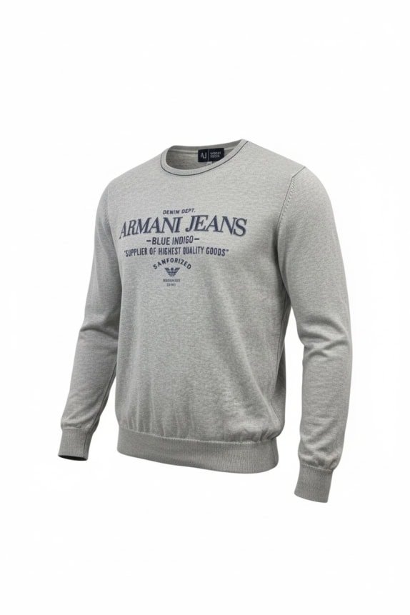 ARMANI JEANS ΠΛΕΚΤΗ ΜΠΛΟΥΖΑ CASUAL ΜΕ ΛΟΓΟΤΥΠΟ ΓΚΡΙ/ΜΠΛΕ ΑΝΔΡΙΚΗ L