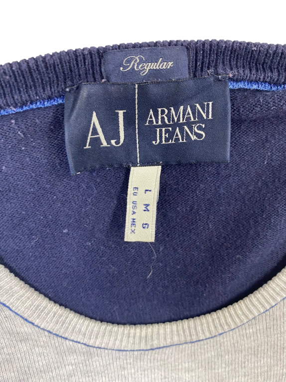 ARMANI JEANS Maglia casual in maglia con logo grigio/blu da uomo L