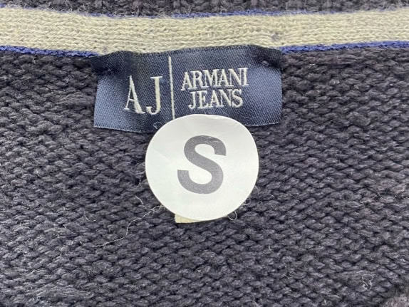 ARMANI JEANS Pullover lavorato a maglia con logo vintage nero da uomo S