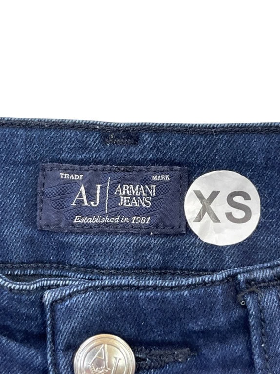 ARMANI JEANS DENIM PANTS MINIMAL NAVY WOMENS PRE OWNED XS