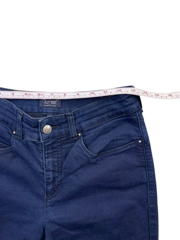ARMANI JEANS DENIM PANTS MINIMAL NAVY WOMENS PRE OWNED XS