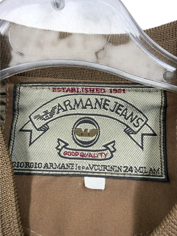 ARMANI JEANS Giubbotto Bomber Vintage con Logo Ricamato Marrone da Uomo XXL