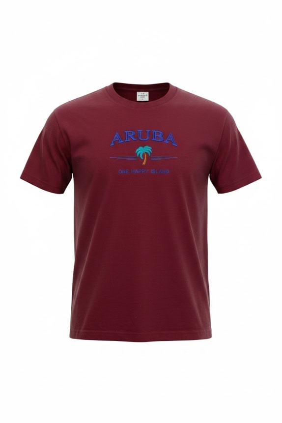 ARUBA T-Shirt Embroidered Logo Μπορντό Unisex L