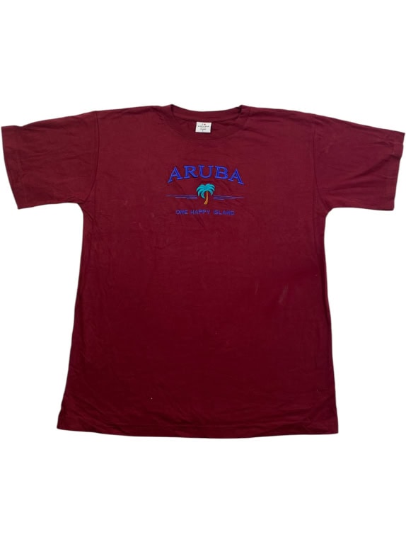 ARUBA T-Shirt Embroidered Logo Μπορντό Unisex L