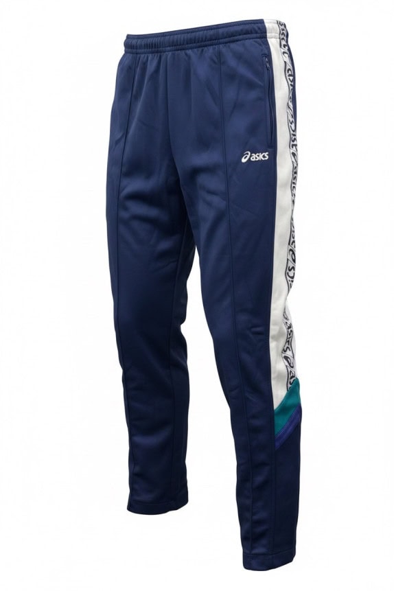 ASICS TRACK PANTS RETRO SPORTSWEAR NAVY UNISEX PRE OWNED