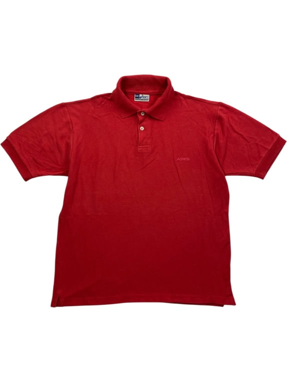 ASICS polo vintage con logo ricamato rosso da uomo L