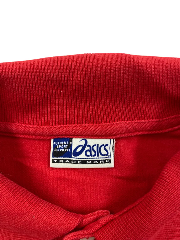 ASICS polo vintage con logo ricamato rosso da uomo L