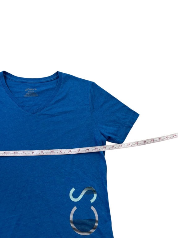 ASICS V NECK T SHIRT SPORTSWEAR GRAPHIC ΜΠΛΕ ΓΥΝΑΙΚΕΙΟ PRE OWNED