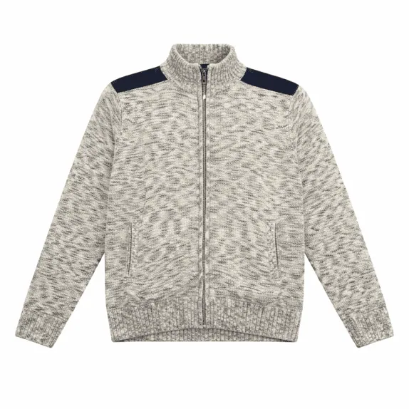 Atlas For Men Πλεκτή Ζακέτα Casual Μελανζέ Μπεζ Ανδρική 3XL