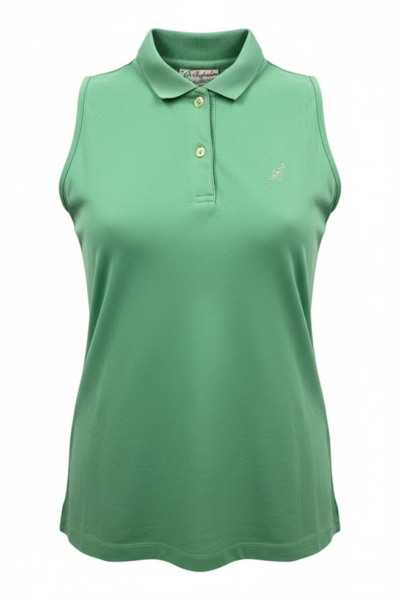 AUSTRALIAN BY ALPINA SLEEVELESS POLO SHIRT VINTAGE LOGO GREEN WOMEN'S S