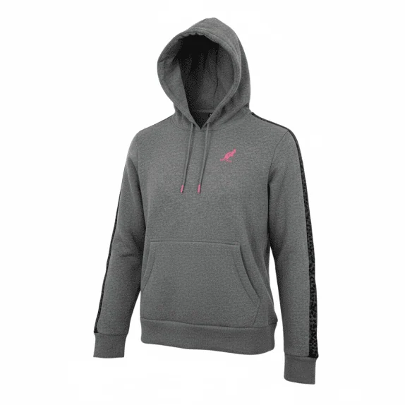 AUSTRALIAN HOODIE M - Γκρι Μελανζέ - Animal Print Μανίκια - Ροζ Λεπτομ