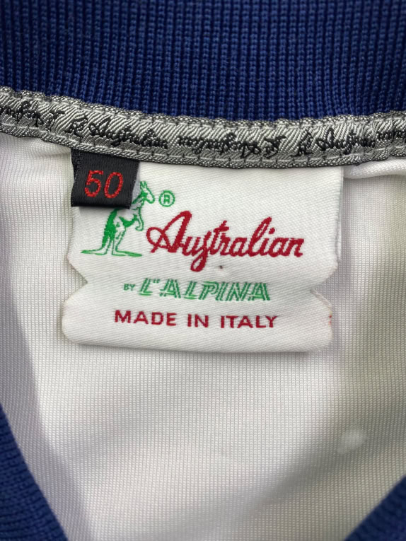 AUSTRALIAN POLO T-SHIRT LOGO VINTAGE BIANCO/BLU UOMO XL